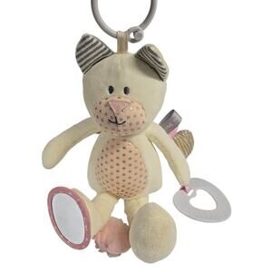 Demdaco 2019 Plush Baby Activity Teether Buddy Cat Yellow Pink 10 Inch